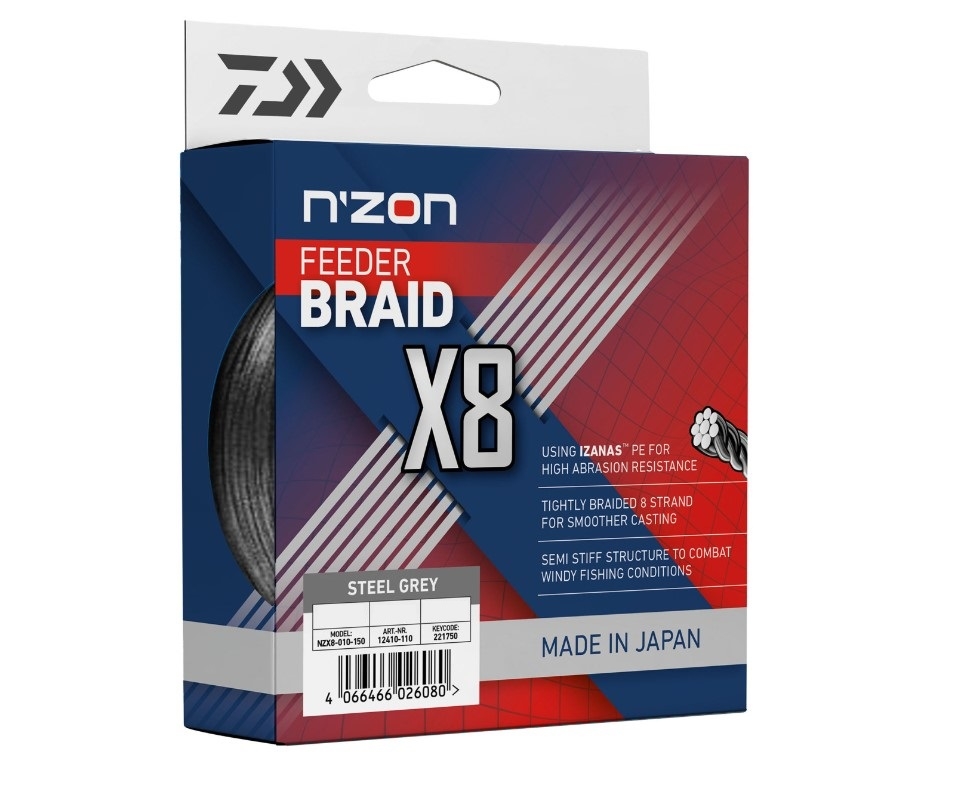 N'Zon X8 Feeder Braid Steel Gray 0.08mm/5kg