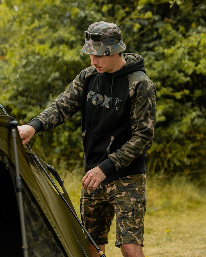 Hoody Black/Camo Raglan Small