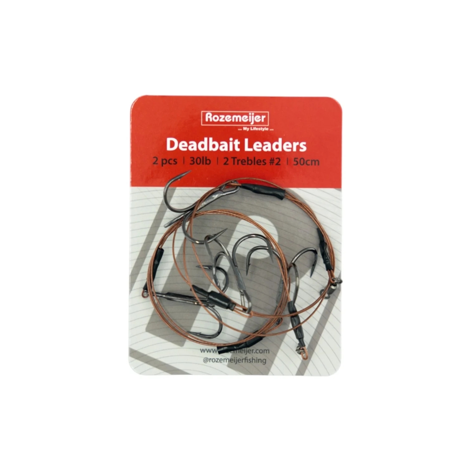 Deadbait Leaders 2x Treble #4  - 50cm/30lb