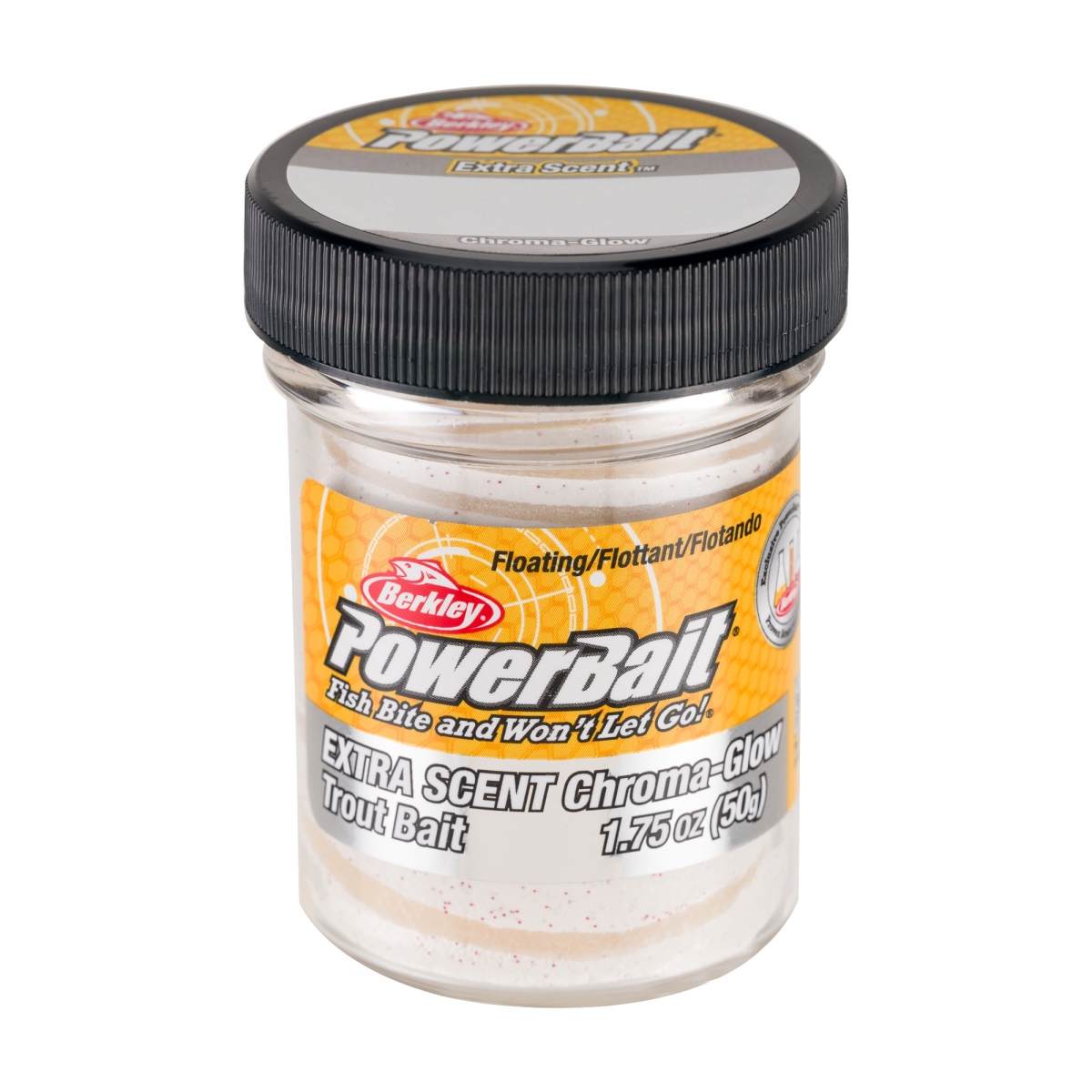 Powerbait Glitter Chroma-Glow Dough, Mallow Glow Red Fleck