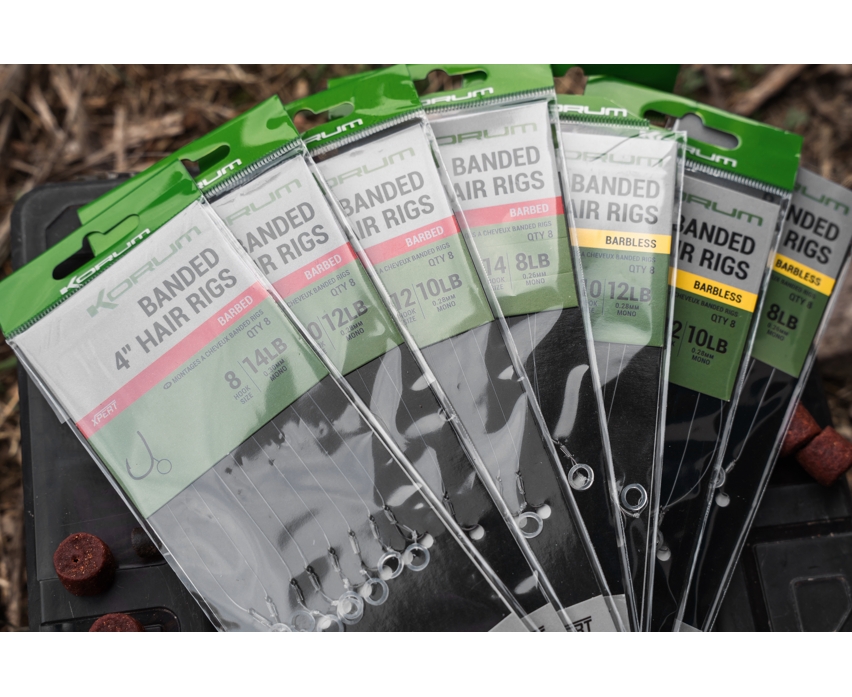 Banded Hair Rigs Barbed 10cm/#8/0.30mm/14lb