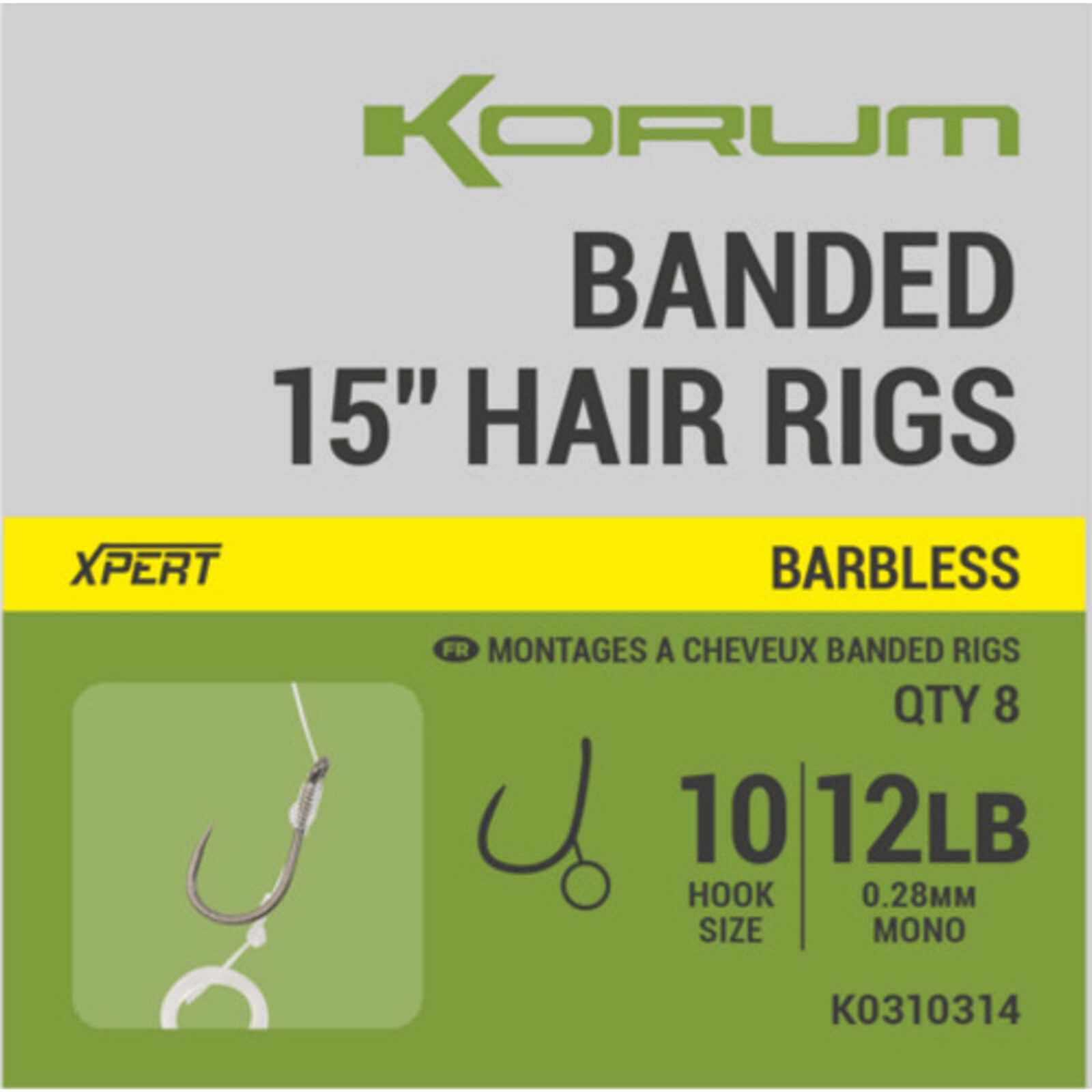 Banded Hair Rigs Barbless 38cm/#10/0.28mm/12lb