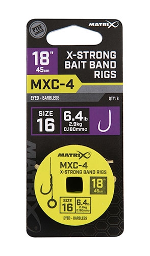 MXC-4 10CM X-STRONG BAIT BAND RIGS  SIZE 16 0.180MM 2.9KG BARBLESS)