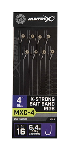 MXC-4 10CM X-STRONG BAIT BAND RIGS (EYED SIZE 16 0.180MM 2.9KG BARBLESS)